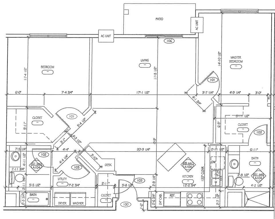 Floor plan for 2 beds, 2 baths, 1271 sqft